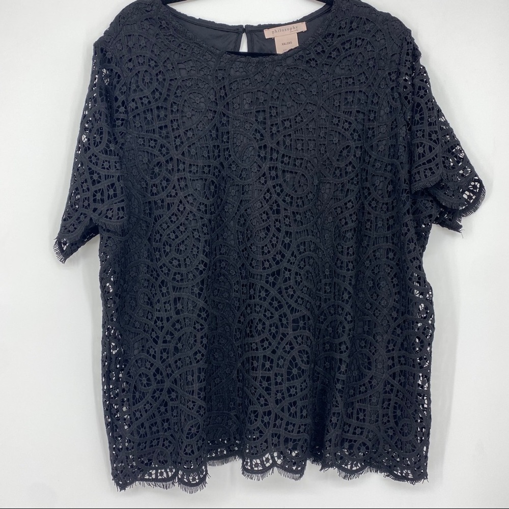 Philosophy Black Lace Blouse 2X